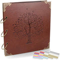 Photo Album DIY Scrapbook (10x10 inch 50 Pages Double Sided), Vintage Leather Cover Three-Ring Binder Family Picture Booth with 9 Color 408pcs Self Adhesive Photos Corners for Memory Keep, Tree by ADVcer