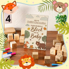 Watersay 53 Pcs Baby Shower Games Wooden ABC Letter Blocks DIY Kit, Animal - Image 4