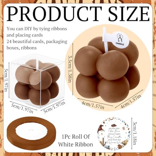 MTLEE 24 Sets Dark Brown Baby Shower Party Favors Small Bubble Candle - Image 6
