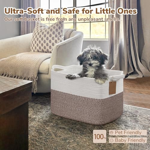Goodpick 50L Large Woven Rope Storage Basket, Rectangle, Brown - Image 5
