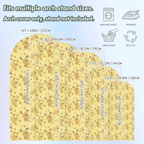 Yellow Summer Arch Backdrop Cover 6.6 ft Modern Bees Honeycomb 2 Sided Wedding Arch Covers Stretchy Backdrop Round Top for Birthday, Party, Baby Shower Decorations - Image 6