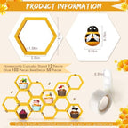 Fairysandy 12 Pcs Mini Honeycomb Cupcake Stand 50 Tiny Wooden Bee, Gold - Image 2