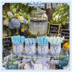 Domensi 204 Pcs Baby Shower Disposable Cutlery Set Utensil Holders, Blue - Image 6