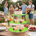 J JOYSAY Fluorescent Green Print Acrylic Cupcake Stand 3 Tier Dessert Table Display Set Clear Cake Stands for Party Wedding Baby Shower Decorations Easy Assembly Macaron Tower - Image 6