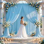 20x10FT Backdrop Curtains with Rod Pockets - Wrinkle Free Photo Stage Backdrop 4 Panels Curtains Drapes for Photography Wedding Party Baby Shower Decorations (Blue) - Image 2
