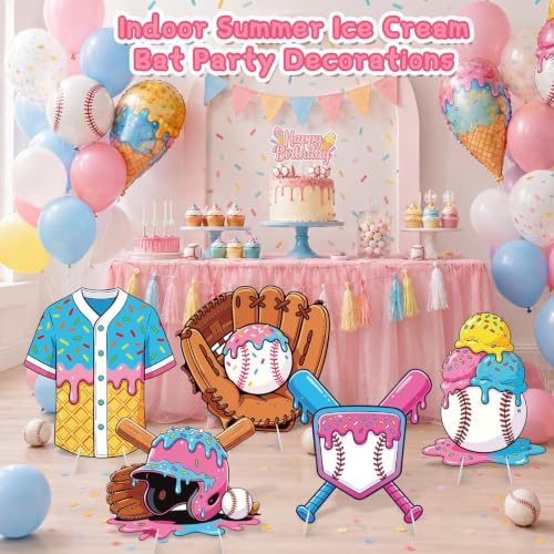 5Pcs Ice Cream Drip Baseball Party Decoration Sports Photo Props - Image 4