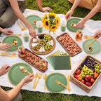 Kochorie 336PCS Sage Green Disposable Dinnerware Set Serves 48 Guests - Image 7