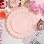 LIYH Pink Gold Rim 120 Pcs Scalloped Plastic Plates For Baby Shower Party - Image 2