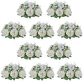 NUPTIO Artificial Flowers Ball Centerpiece: White Fake Kissing Rose, 10 Pcs by Nuptio