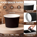 Honeydak 200 Pcs 4 oz Black Paper Ice Cream Cups Disposable Dessert Bowls for Hot or Cold Food Brown Paper Snack Containers for Sundae, Frozen Yogurt, Soup Baby Shower Party Supplies - Image 2
