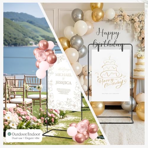 EMART Wedding Welcome Sign Stand 68'' Black Adjustable Easel Display Stand - Image 3