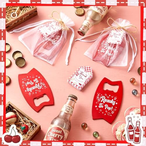 Domensi 50 Set She's Ready to Pop Bottle Openers, Baby Shower Favors for Guests, Retro Soda Bottle Opener Return Gifts with Organza Bags and Thank You Tags for Baby Shower Decorations - Image 4