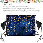 10x6ft Twinkle Twinkle Little Star Backdrops Navy Blue Galaxy Starry Night Gold Stars Photography Background for Adults Newborn Kids Birthday Baby Shower Party Decorations - Image 3