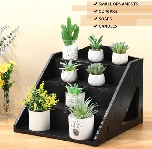 Jetec 4 Tier Wood Retail Cupcake Display Stands, Black - Image 5