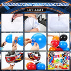 Kasyat 2 Sets Hot Car Balloon Column Stand Kit with Star Race Tire Wheels Helmets Checked Foil Balloons Race Car Arch Garland Kit for Floor for Racing Themed Birthday Party Decorations - Image 4