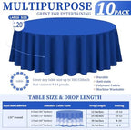 Showgeous 120 Inch Royal Blue Round Tablecloths, Polyester Table Covers - Image 2