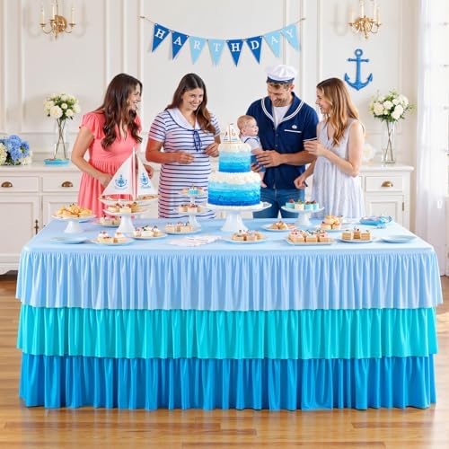 Suppromo Blue Tablecloths for 6 Foot Rectangle Tables Pastel Gradient Blue - Image 5