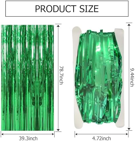 20 Pack Green Streamers Backdrop Jungle Party Decorations Foil Fringe Backdrop Curtains Photo Booth Backdrop for Birthday Dinosaur Animal St Patrick's Day Football Christmas Party Decorations - Image 7