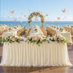 HB HBB MAGIC Champagne Table Cloth Spandex Table Covers 8ft Fitted Tulle Tablecloth Rectangular Desk Skirt Stretch Table Cloths Covers Party Banquet Birthday Baby Shower Wedding Table Cloth, 4 Pack - Image 6