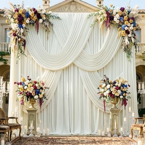 20ftx14ft Ivory Backdrop Curtain for Wedding Parties by PartyVillage