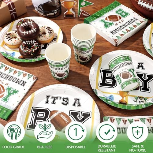 Hushee 200 Pcs Touch Down It's a Boy Baby Shower Paper Plates Napkins Cups - Image 2