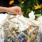 Okllen Glass Card Box with Slot, Large Gold Clear Card Box for Wedding Receptions, Decorative Storage Box with Lock for Baby Shower, Birthday Party, Bridal Shower - Image 7