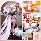 449Pcs Flower Bouquet Wrapping Accessories with Floral Wrapping Paper Gold Crowns Butterfly Decorations Gem Pins and Wooden Sticks, Ribbons for Money Bouquet Mother's Day Baby Shower Graduation - Image 6