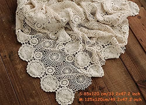 Honra Orraphtstu Baby Photography Props Lace Blanket for Newborn Photoshoot Layers Photo Posing Backdrop Boho (S, Beige) - Image 2