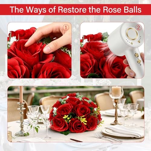 6 PCS Red Roses Flower Balls for Centerpieces - Image 4