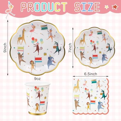 Maxdot 240 Pcs Animal Parade Party Plates Tableware Set, Disposable - Image 2