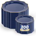 WDF 200pcs Blue Plastic Plates - Navy Blue Plates Disposable - Heavy Duty Plastic Plate for Weddings/Parties/Birthday/Independence Day/Father's Day by WDF