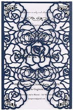 FOMTOR Laser Cut Wedding Invitation Set with Envelopes & Inserts & Seals – Perfect for Weddings, Bridal Showers, Engagements & Anniversary Celebrations - Blue, 40pcs by FOMTOR