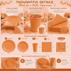 Tinybee 352 Pcs Orange Plastic Plates, Disposable Dinnerware Set for 50 - Image 3
