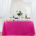 Partisout Hot Pink Tablecloth 90x132 inch Fuchsia Sequin Table Cloth Rectangle Sparkle Desk Cloths for Parties 6ft Happy New Year Birthday Tablecloths by Partisout