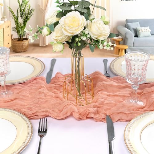12 Pack 10Ft Peach Cheesecloth Table Runner 23 x 120 Inch - Image 4
