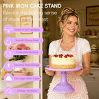 3 PCS Purple Round Cake Stand Set, Multi Size Metal Cupcake Holders Stand for Birthday Wedding Banquets, Pastry Display Holders for Holiday Party Dessert Display Table Decor (8"/10"/12" Plate) - Image 4