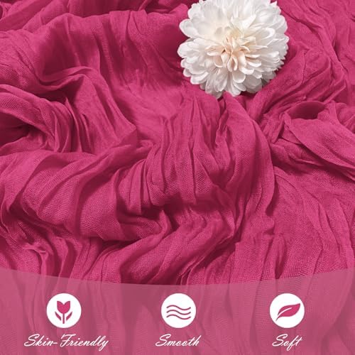 15 Pack Hot Pink Cheesecloth Table Runner 17 x 108 inch Cheese Cloth Table Runners 9ft Pink Table Runner Rustic Romantic Sheer Gauze Runner for Wedding Party Baby Shower Table Decoration - Image 5