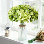 50 Pcs Faux Green Mix Hydrangea Artificial Flowers Bulk, Fake Silk Hydrangea Flowers Heads with Stems for Wedding Decorations Garden Party Baby Shower Porch Home Decor Table Centerpieces - Image 2