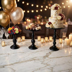 Black 3Pcs Metal Round Vintage Cake Stand Set 10"12" Dessert Display - Image 4