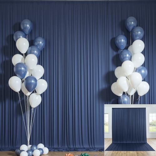 10x12 ft Navy Blue Backdrop Curtain for Wedding Parties, Wrinkle Free 2 Panels 12 ft Long Polyester Photo Backdrop Drapes Back Drop Cloth for Birthday Photography Background Party Backdrop - Image 4