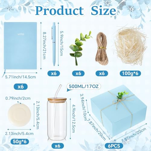 6 Set Baby Shower Prizes for Winners Gifts Baby Shower Guest Gifts Soap Pen Glass Tumbler Notebook Gift Box Packaging Wedding Bridal Game Prizes Gift Box Party Favors (Blue,Classic) - Image 2