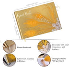 Vijiv Personalized Wedding Guest Book for Wedding Reception Signs, Bridal Baby Shower, Peacock Feather Hardcover Guestbook for Table Decoration Engagement Birthday Party Event, Photo Corners and Pen - Image 3