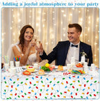 Funnymoom 452 Pcs Christmas Party Decorations for 50 Guests, Colorful Christmas Lights Paper Plates Napkins Cups Tablecloth Cutlery Straws Disposable Tableware Set for Xmas Holiday Party Supplies - Image 5