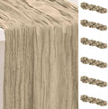 6 Pack Khaki Cheesecloth Table Runner 35x120 Inch 10Ft Rustic Gauze Cheese Cloth Table Runner Sheer Cheesecloth Table Runners for Wedding Party Bridal Shower Decoration by SuBleer