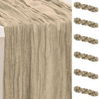 6 Pack Khaki Cheesecloth Table Runner 35x120 Inch 10Ft Rustic Gauze Cheese Cloth Table Runner Sheer Cheesecloth Table Runners for Wedding Party Bridal Shower Decoration by SuBleer