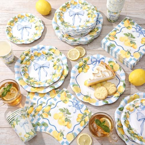 Newtay 250 Pcs Amalfi Lemon Disposable Paper Plates and Napkins - Image 5