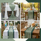 Cheesecloth Table Runner 10 Pack Sage Green and Dark Green, Boho Gauze Table Runner 10Ft 120 Inches Long for Wedding Decor, Party & Home Table Decoration - Image 4