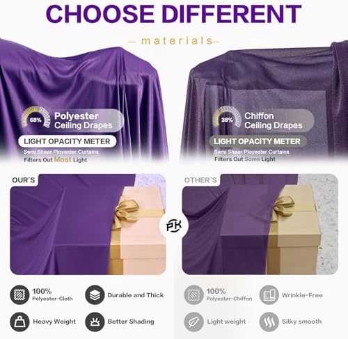 10ft×15ft Deep Purple Backdrop Curtain for Wedding Parties - Image 5