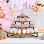 ELITEROO 4 Tier Cupcake Stand, Wooden Cup Cake Stand Stairs, Curved Corner - Image 4