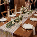 Ivory White Floral Table Runner 10ft Embroidery Tulle Spring Wildflower Gauze Table Runner Seasonal Summer Butterfly Kitchen Dining Decoration for Wedding Baby Shower Birthday Party (10 Pcs) - Image 7